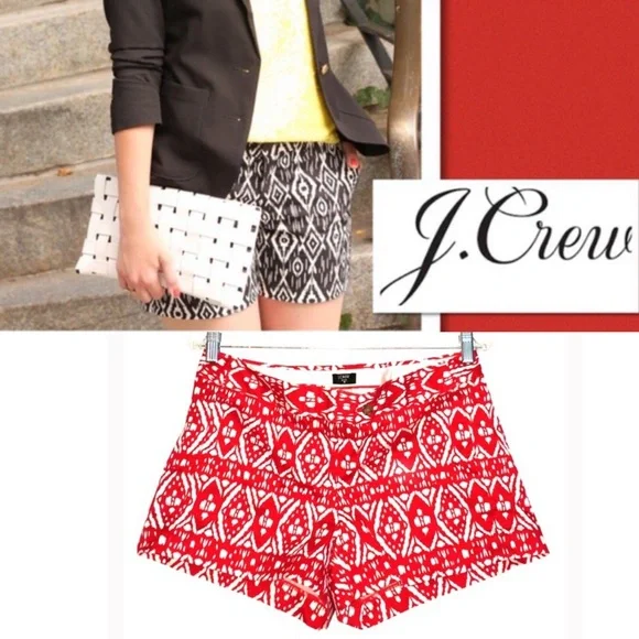 J Crew red & white city fit stretch IKAT shorts - Picture 12 of 12
